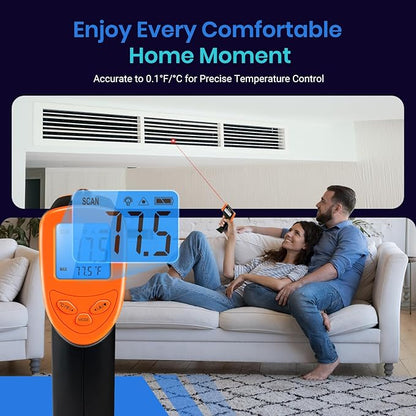Etekcity Infrared Thermometer 1080, Heat Temperature Temp Gun for Cooking, Laser IR Surface Tool for Pizza Oven, Meat, Griddle, Grill, HVAC, Engine, Accessories, -58°F to 1130°F, Orange