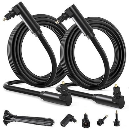 Elecan Optical Audio Cable 4 Ft/2 Pack 90 Degree Angled to Angled Digital Audio Toslink Cable Cord-Fiber Optic-Gold Plated-Flexiable&Durable-for Home Theater,Sound Bar,PS4&Xbox with Adapters+Ties