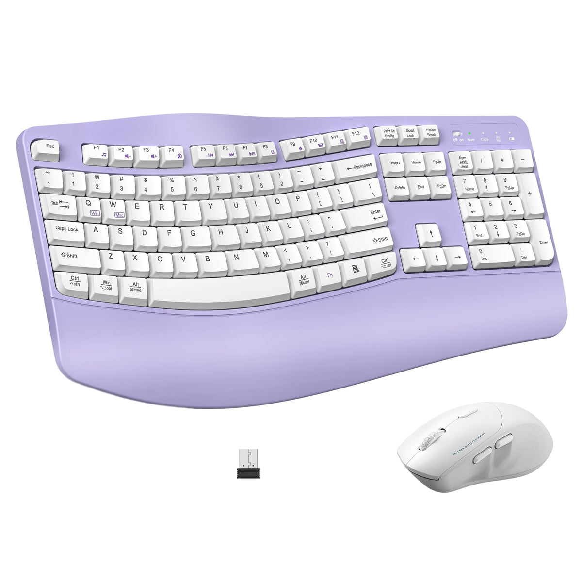 Wireless Keyboard and Mouse Combo,2.4G Full Size Wave Keys Ergonomic Keyboard with Wrist Rest for Natural Typing, 3 DPI Adjustable Ergonomic Silent Mouse for Computer/Laptop/Windows/Mac (Black)