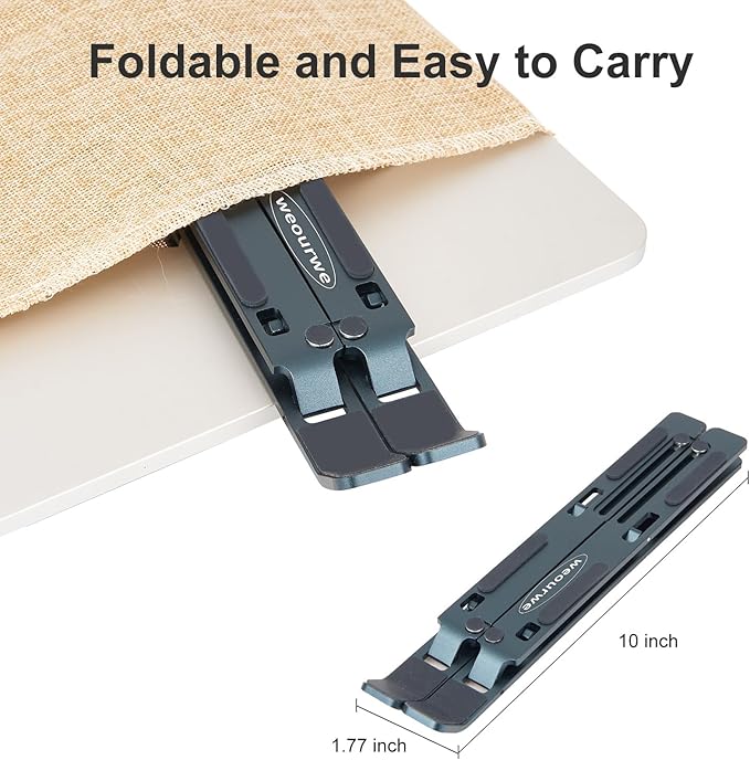 Ergonomic and Foldable Laptop Stand for Desk, Adjustable Riser, Fits All Laptops and Notebooks up to 17,Ultra-Thin,Ventilated Cooling,ABS+Silicone,Grey.