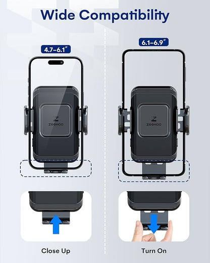 ZeeHoo Wireless Car Charger,15W Fast Charging Auto-Clamp Car Mount,Windshield Dash Air Vent Phone Holder for iPhone 14 13 12 Mini 11 Pro Max XS XR 8,S22 S21 S20(45W QC3.0 Adapter Included)