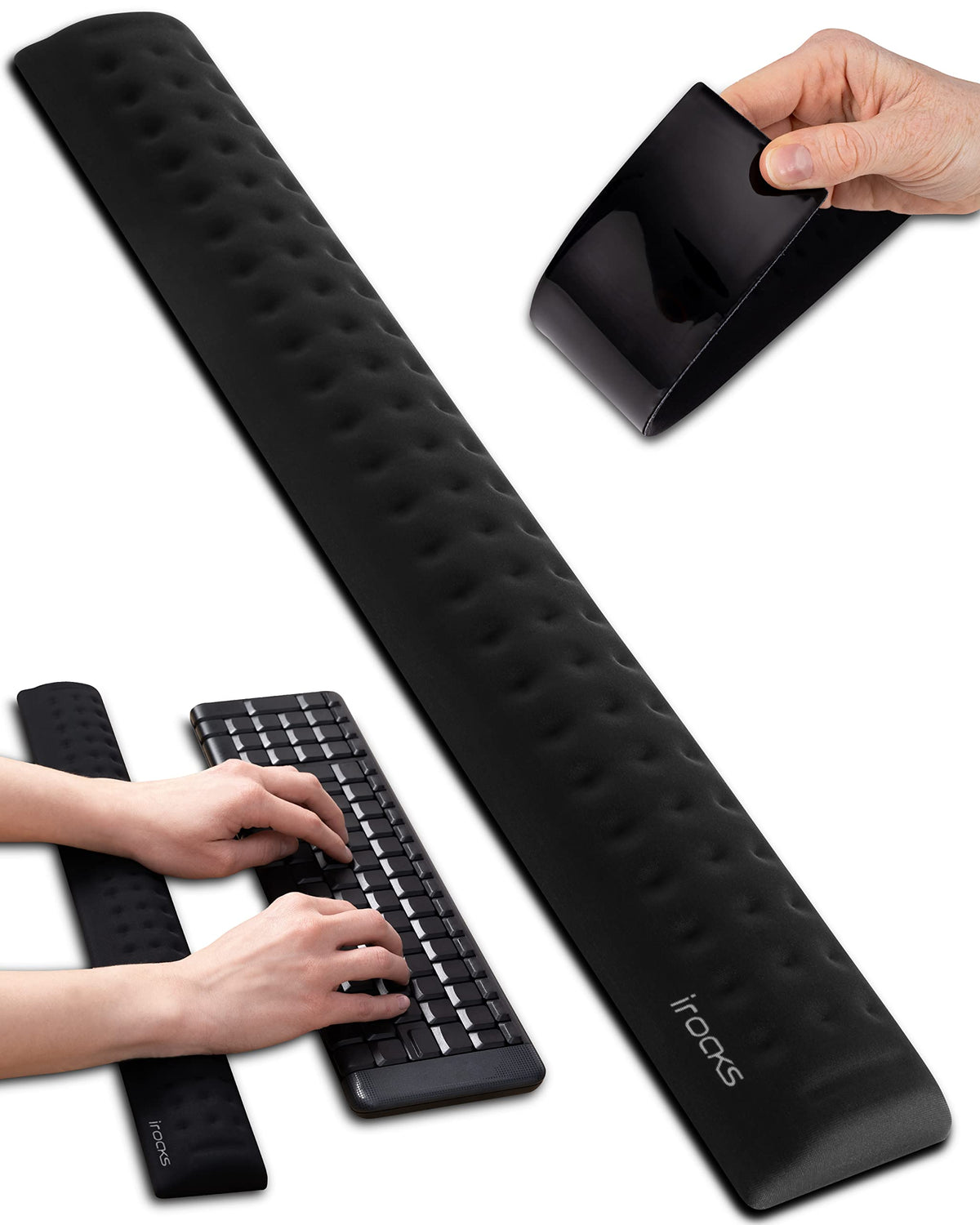 i-Rocks Ergonomic Memory Foam Keyboard Wrist Rest - Pain-Reducing, Cooling, Non-Slip, Blue, Minimalist
