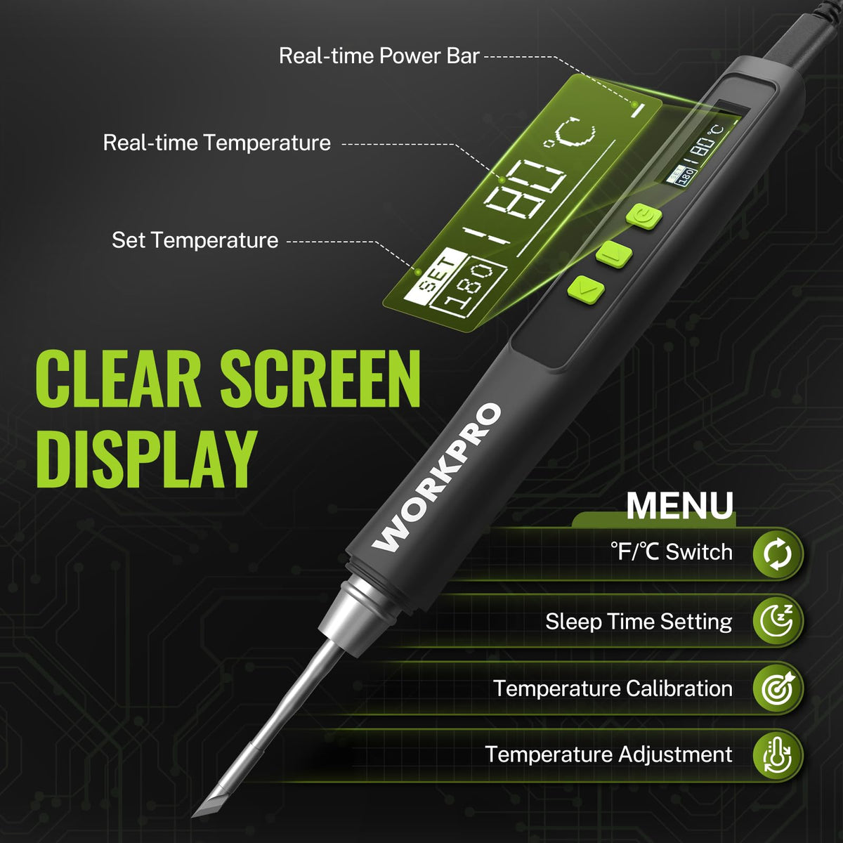WORKPRO DC Soldering Iron Kit, Fast Heating Soldering Iron Pen with 3 Tips