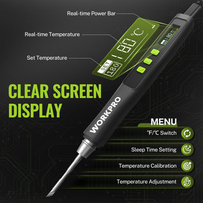 WORKPRO DC Soldering Iron Kit, Fast Heating Soldering Iron Pen with 3 Tips