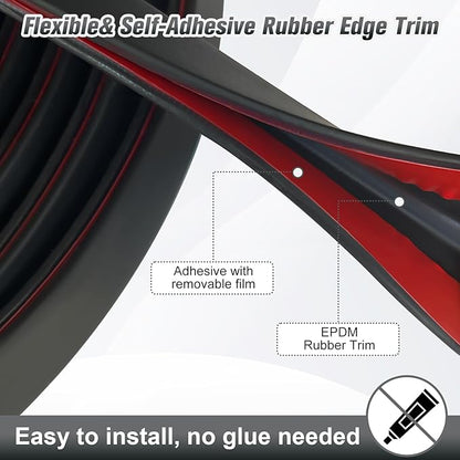 Rubber Edge Trim, Self Adhesive U Channel Edge Trim, U Shaped Trim for Plywood, Glasses, Mirror, Flexiglass, Sharp Edge Parts, Fit for 5/16", Length 20Ft, Black Color, Peel and Stick Plastic Trims