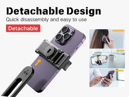 C13D 53" Selfie Stick Tripod with Fill Lights, Bluetooth Remote – Detachable Phone Mount, Dual Light Modes, for iPhone, Android, GoPro & Camera