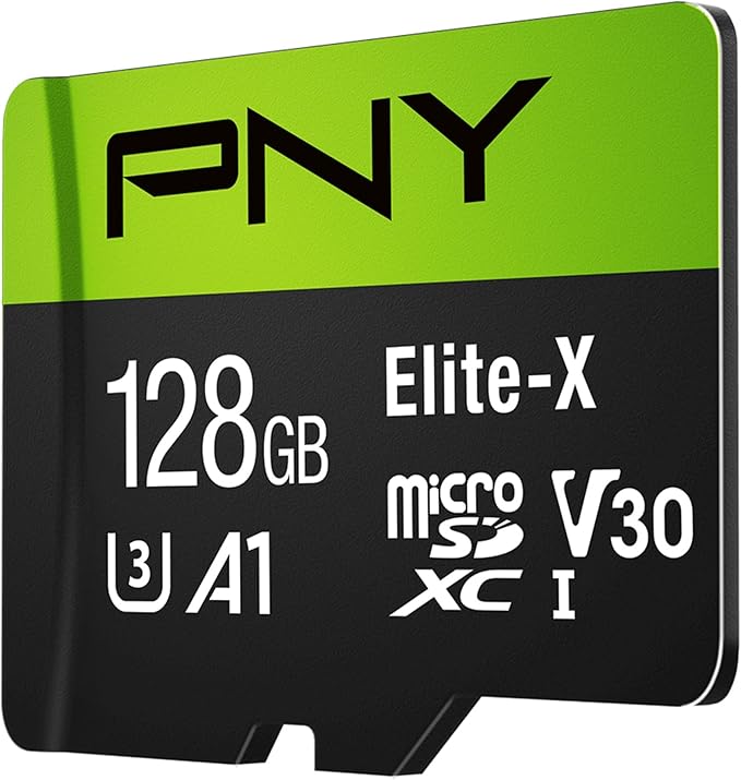 PNY 128GB Elite-X Class 10 U3 V30 microSDXC Flash Memory Card - 100MB/s, Class 10, U3, V30, A1, 4K UHD, Full HD, UHS-I, microSD