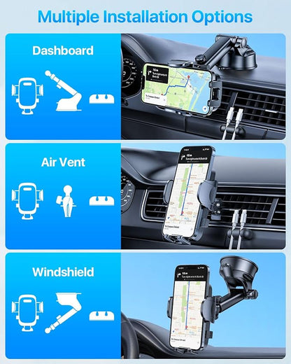 2025 Ultimate Car Phone Mount【98+LBS Strongest Suction & Military-Grade】【Patent & Safety Certs】 Cell Phone Holder Truck Stand for Dashboard Windshield Vent for iPhone 15 Pro Max 14 Samsung,Dark Grey