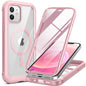 Miracase for iPhone 13 Case 6.1'',Full-Body Magnetic Clear Bumper Case with Built-in 9H Tempered Glass Screen Protector,Military Drop Protection Outdoor Phone Case — iPhone 12 Mini