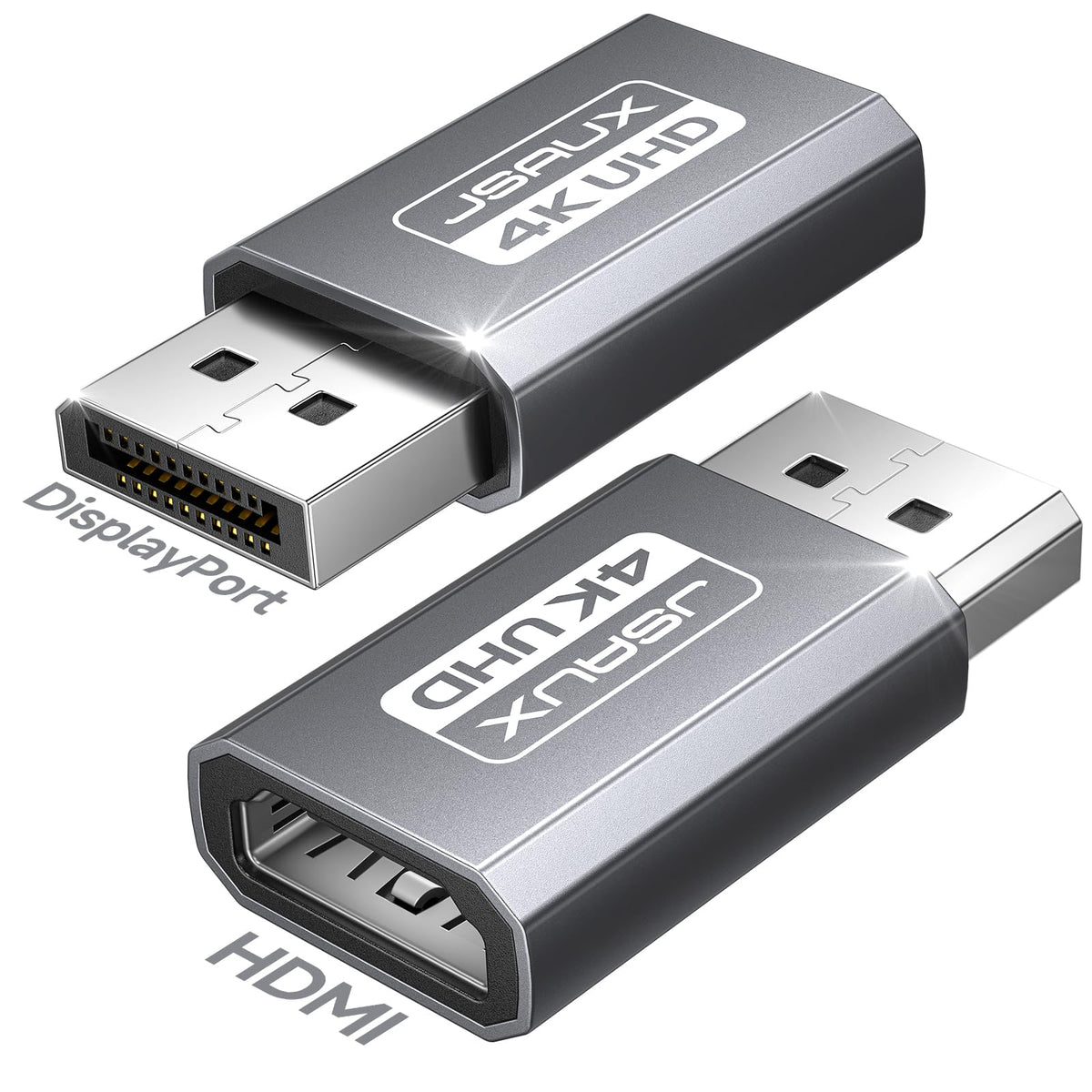 JSAUX 4K DisplayPort to HDMI Adapter 2-Pack, DP PC Video Converter, Blue