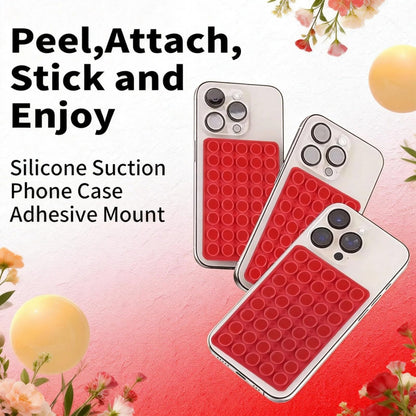 Suction Phone Mount Double Sided Octo Buddy for MagSafe Case, Silicone Sticky Grip Secure Holder for iPhone, Hands-Free Taking Photo/Recording Video/Live Streaming for Instagram Influencer（red）
