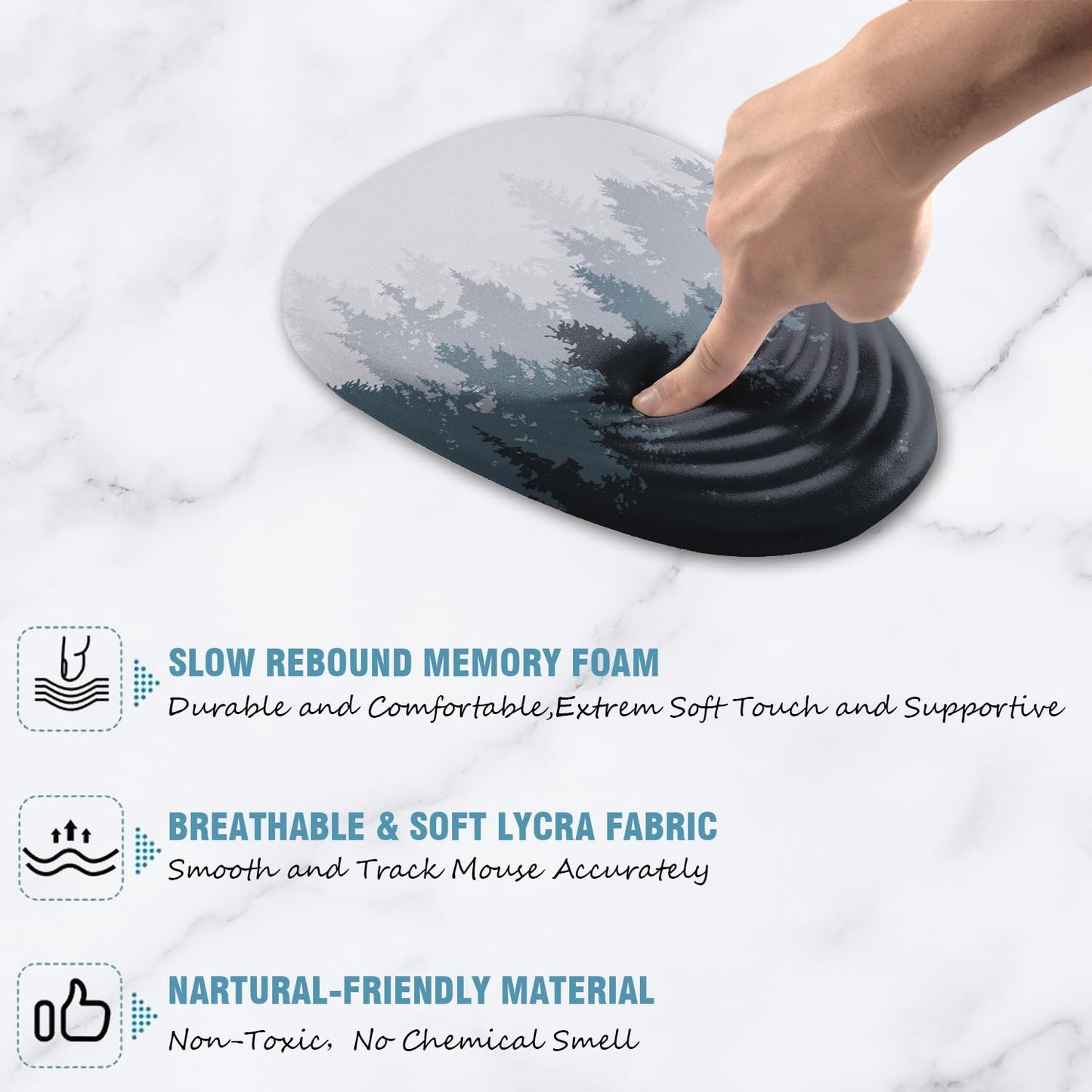 Armanza Ergonomic Mouse Pad Wrist Support, Mouse Pad with Wrist Rest, Memory Foam Massage Design & Non-Slip PU Base MousePads for Pain Relief, Desk, Office, Home, Forest Tree