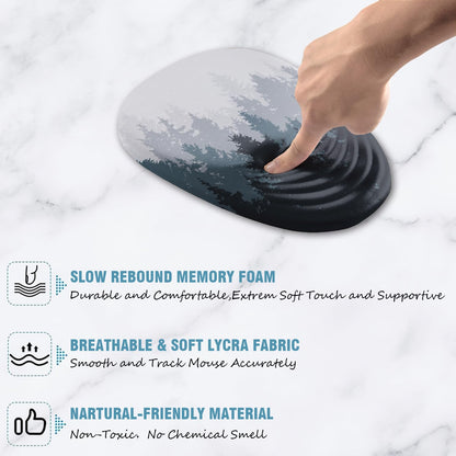 Armanza Ergonomic Mouse Pad Wrist Support, Mouse Pad with Wrist Rest, Memory Foam Massage Design & Non-Slip PU Base MousePads for Pain Relief, Desk, Office, Home, Forest Tree