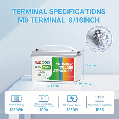 Redodo 12V 100Ah LiFePO4 Battery, 12 Volt lithium batteries with 100A BMS, Group 31 Deep Cycle Battery Replacement of Agms, 4000+ Cycles, Great for RV, Trolling Motor, Marine, Solar Systems