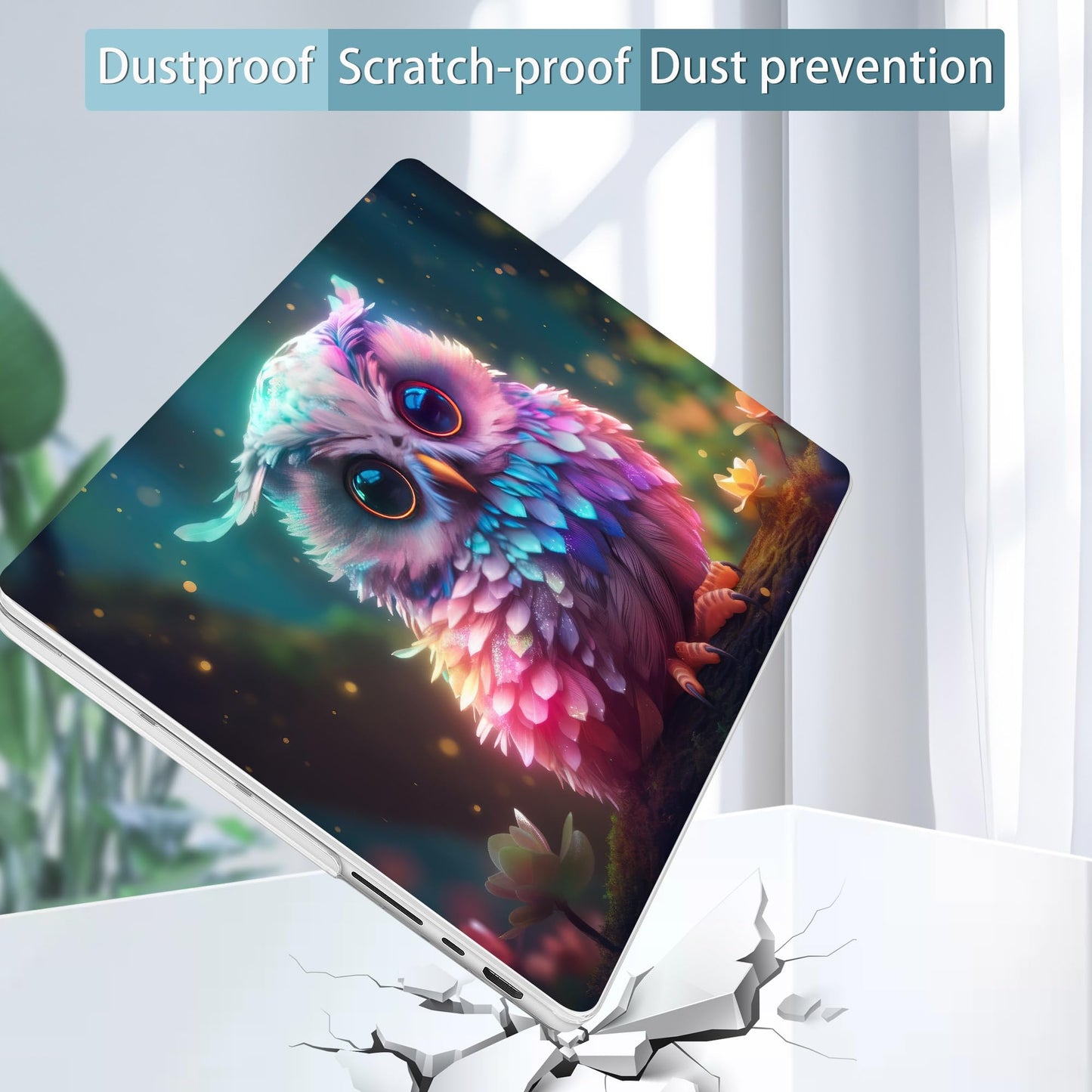 Tuiklol for MacBook Pro 14 Inch Case 2026 2025 2024 2023 2022 2021 Release M5/M4/M3/M2/M1 A2442 Pro/Max,Hard Shell Case with Screen Protector for Touch ID, Rainbow owl
