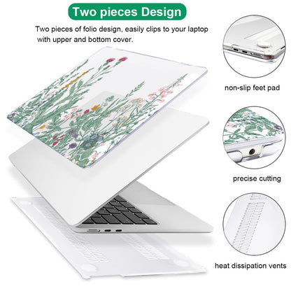 LCMOCICO for MacBook Air 13 Case M5 M4 M3 M2 2026-2022,Green Plants Flowers