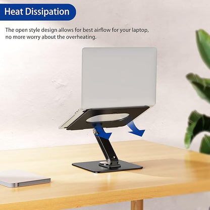 BESIGN LSX7 Laptop Stand with 360 Rotating Base, Ergonomic Adjustable Notebook Riser Holder Compatible with Air, Pro, Dell, HP, Lenovo More 10-15.6" Laptops (Black)