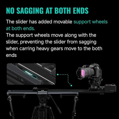 Zeapon Micro4 E500 Double Distance Motorized Camera Slider, High-Speed Low Noise Motor 10-26Lbs Payload, 27''/59cm Compact Slider with Carrying case, LCD Screen, App Control, Smooth Damping Design