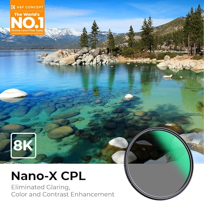 49mm Circular Polarizers Filter, K&F CONCEPT 49MM Circular Polarizer Filter HD 28 Layer Super Slim Multi-Coated CPL Lens Filter (Nano-X Series)
