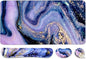 4-in-1 Large Gaming Mouse Pad and Keyboard Wrist Rest, Desk Pad for Keyboard and Mouse, Non-Slip Desk Mat for Home Office Study Game-Purple Marble