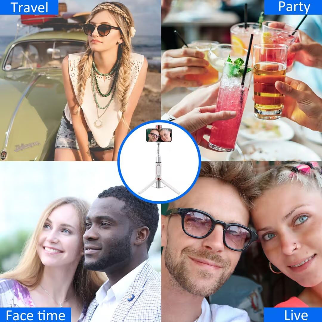 Pperfcoo Selfie Stick Phone Tripod with Remote for iPhone & Android, Portable Aluminum Alloy 3 in 1 Stand for Group Photos with 1/4" Screw for Gopro Cam, Vlog/Travel/Photography
