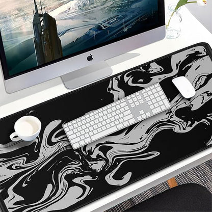 Gaming Mouse Pad, 31.5x15.7 inch Large Extended Computer Keyboard Mouse Mat, Water Resist Non-Slip Mousepad Rubber Base Long XXL Desk Mouse Pad for Gaming, Office & Home, Marble White