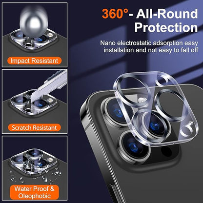 UniqueMe [ 3 Pack] Compatible with iPhone 12 Pro Max 6.7" Camera Lens Protector Tempered Glass,[Case Friendly][New version][Scratch-Resistant][Easy Installation] -Graphite Black
