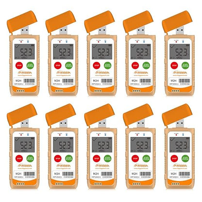 Frigga M2H 10 Pack Reusable Temperature Humidity Data Logger USB Digital Refrigerator Thermometer Multi-Use Temperature Recorder High Accuracy 28800 Points PDF CSV Report