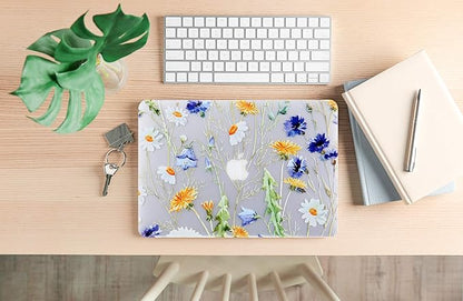 Case for MacBook Pro 13 inch M2 M1 A2338 A2289 A2251 A2159 A1989 A1706 2023-2016 Release with Touch ID, 6 in 1 Matte Clear Shell&Keyboard Cover&Screen Protector&Webcam Cover, Floral