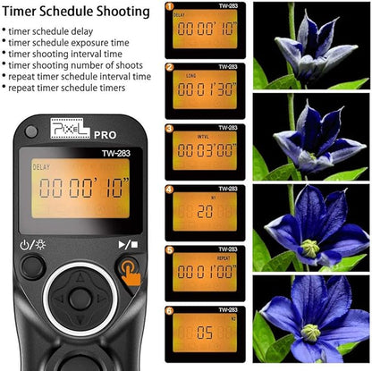 Wireless Shutter Release for Canon, Pixel TW-283 E3/N3 Wireless Remote Control Timer Shutter Release Cable for Canon EOS R EOS R5 R6 R3 1300D 1100D760D 70D 80D 90D 5D IV III 1D 6D 7D fujifilm GFX50R