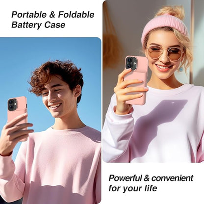 GIN FOXI Battery Case for iPhone 17, Charging Case Charger 8500mAh Ultra-Slim Lightweight Powerful Battery Pack 15W Fast Rechargeable Anti-Fall TPU Juice Box for iPhone 17 (6.3") Pink
