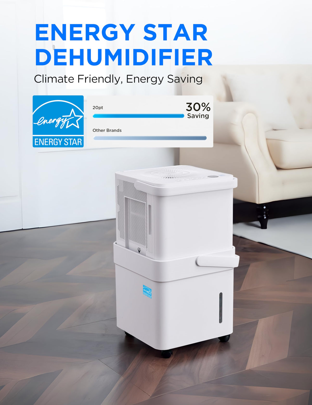 Midea Cube 20 Pint Dehumidifier for Basement, 1,500 Sq. Ft, Energy star