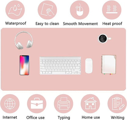 PU Leather Desk Pad Protector Gaming Mouse Pad Non Slip Desk Mat for Keyboard and Mouse Waterproof Desk Writing Pad for Office and Home Desk Accessories(Pink, 35.4 * 17.7)