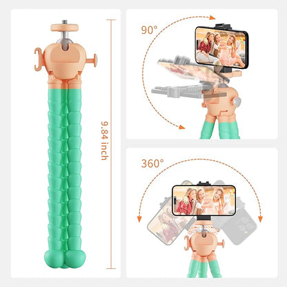Phone Tripod with Wireless Remote - 2 in 1 Replaceable Flexible Tripod for iPhone, Portable Selfie Stick for Video Recording Vlogging - Compatible with iPhone Android Go Pro, Digital Camera