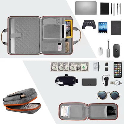 Laptop Case 15.6 Inch Briefcase Military-Grade Protection with Detachable Belt Bag, Compatible All Model of 15-16 Inch MacBook Pro and Most Popular 15.6 Inch Notebooks Chromebooks (Gray Orange)