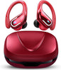 Ltinist Wireless Earbud, Bluetooh 5.4 Headphones Pure Bass Sound with Earhooks, 75H Battery in-Ear Sport Earbud with Dual-LED Display, IP7 Waterproof Earphones Built-in Microphone for Running, Red