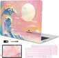 Compatible with 2018 2019 2020 2021 MacBook Air 13 inch Case M1 A2337 A2179 A1932, Clear Printed Pattern Hard Shell Case & Keyboard Cover for Mac Air 13 M1 Touch ID, Sunset Glow Waves