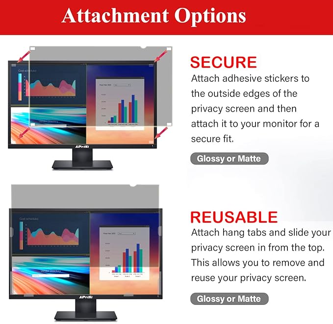 APeiSi 21.5 Inch Privacy Screen Filter for Computer Widescreen 16:9 Monitor - Privacy Shield,Anti-Glare and Anti-Blue light Screen Protector