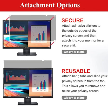 APeiSi 21.5 Inch Privacy Screen Filter for Computer Widescreen 16:9 Monitor - Privacy Shield,Anti-Glare and Anti-Blue light Screen Protector