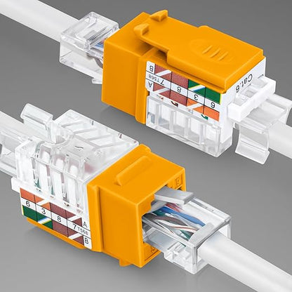 Everest 45° Angled RJ45 Cat6 Keystone Jacks 20-Pack in Yellow - Slim Profile Female RJ45 Connectors - Cat 6 Keystone Jack - Compatible with 45° Angled Speed Termination Tool - 45Term (B0BL3GS7ZY)