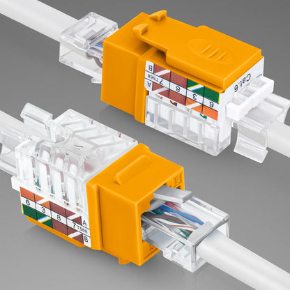 Everest 45 Degree RJ45 Cat6 Keystone Jacks Slim Profile 20-Pack Yellow