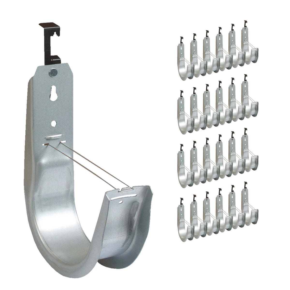 ICC 4-Inch Ceiling J Hook Cable Management Hook, Retainer Clip, 25-Pack