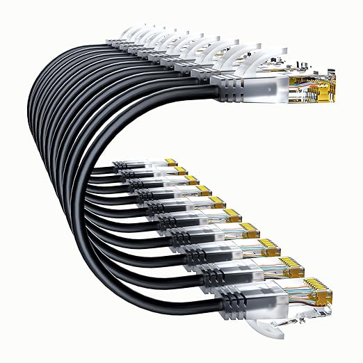 10Gsupxsel Cat6a Patch Cables 7ft (10 Pack) Slim, Cat6 Ethernet Patch Cable Pure Copper, Flexible Cat 6 Patch Cable 550MHZ 10G, Space-Saving Cat 6A Network Cables for Patch Panel, Black