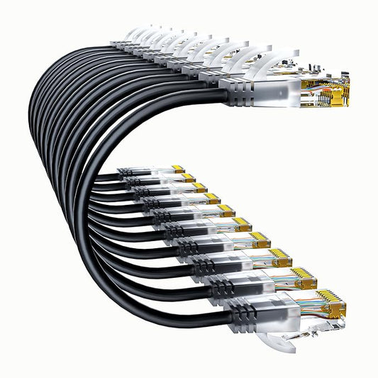 10Gsupxsel Cat6a Patch Cables 2ft (10 Pack) Slim, Cat6 Ethernet Patch Cable Pure Copper, Flexible Cat 6 Patch Cable 550MHZ 10G, Space-Saving Cat 6A Network Cables for Patch Panel, Black