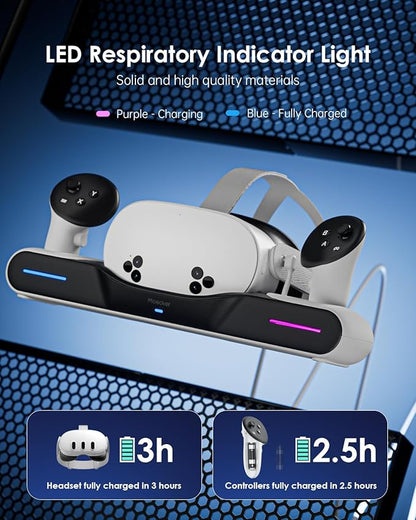 Charging Dock for Meta Quest 3/3S Charging Station Magnetic Charger for Meta Quest 3/3S Accessories Charging Stand