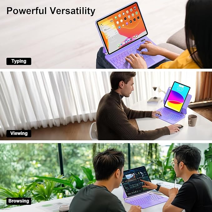 for iPad 11th (A16) & 10th Generation Case with Keyboard – Magic-Style Magnetic – Floating Cantilever Stand - Multi-Touch Trackpad Keyboard Case for iPad 11 inch 2025&10th Gen 10.9 inch (Light Purple)