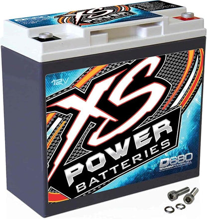 XS Power D680 1000 Amp AGM Battery with M6 Terminal Hardware - 12 Volt 20Ah 370CA Deep Cycle AGM Battery for Car Audio Stereo Systems - 13.69 lbs, Maintenance Free, Sealed Powercell