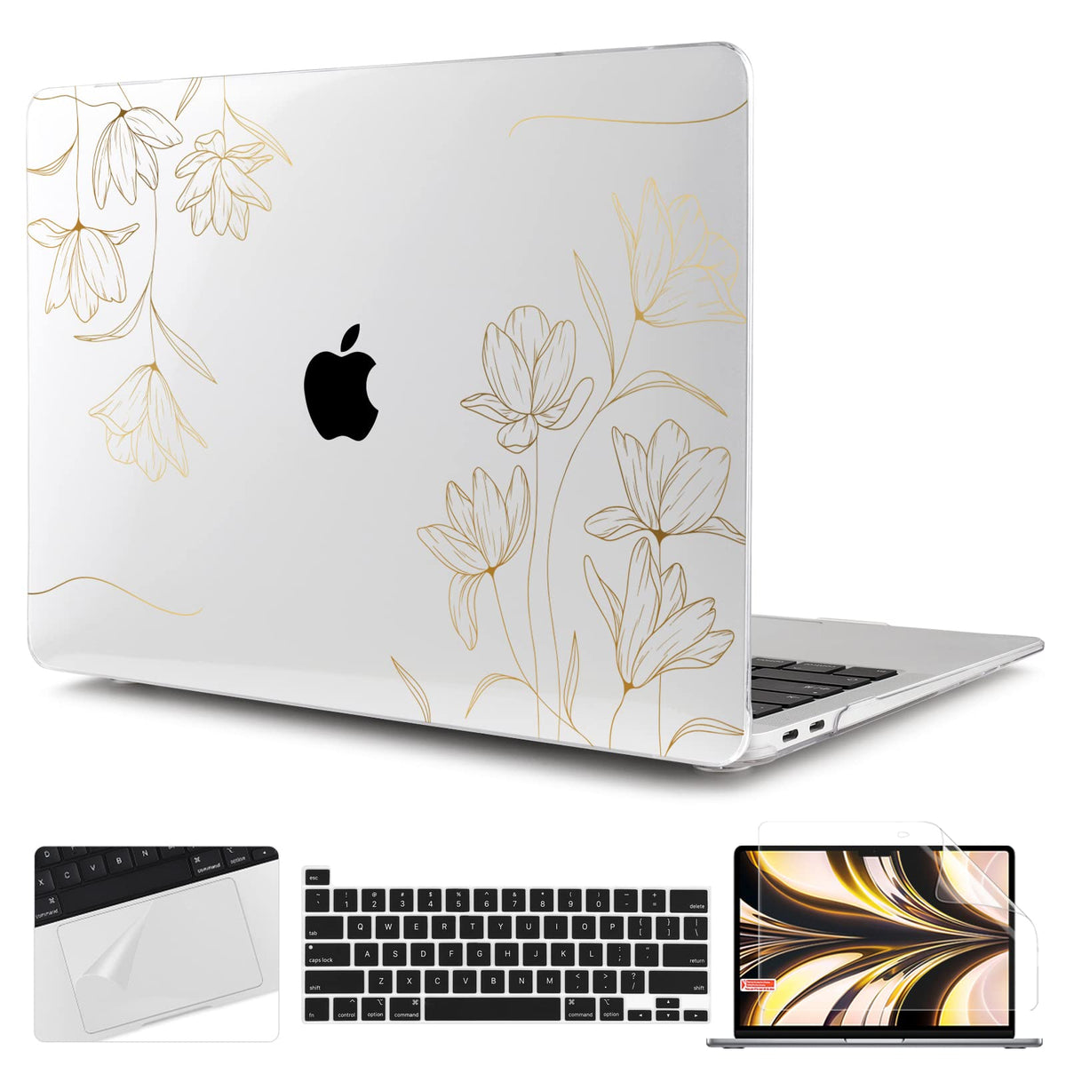 TWOLSKOO Compatible with MacBook Pro 13 inch Case 2023-2016 A2338 M2/M1 A2251 A2289 A2159 A1989 A1706, Plastic Hard Shell Cover & Keyboard Skin & Screen Protector, Colorful Hydrangea