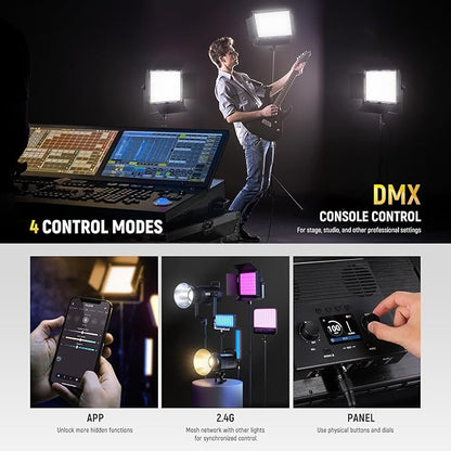NEEWER Bi Color LED Panel Video Light APP/2.4G/DMX Control, 60W 26600Lux/0.5m 2500K-8500K 13 Scenes V Battery Powered, Lighting for Studio Photography Outdoor Photo Recording Makeup Streaming, PL60B