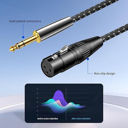 Kumiho XLR Female to 1/4 Inch 6.35mm TRS Stereo Cable Hi-Fi Balanced Bi-Shielded Interconnect Patch Cables for Microphones, Amplifiers, Mixers, Speakers 10FT
